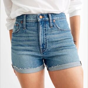 Madewell High Rise Cuffed Frayed Hem  Denim Shorts Sz 27